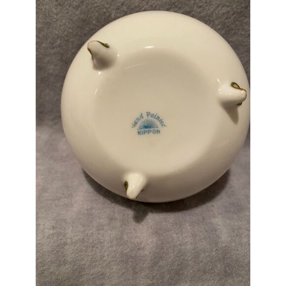 Nippon Footed Sugar Condiment Bowl Hand Painted Rose Pattern No Lid Japan - Picture 3 of 9